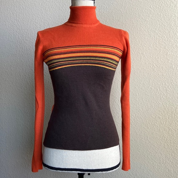 Mango Sweaters - MANGO COLOR BLOCK TURTLENECK KNITED PULLOVER SWEATER